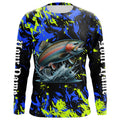 Rainbow trout fishing green blue camo Custom UV protection performance long sleeve fishing NQS7239