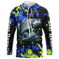 Striped bass fishing green blue camo Custom UV protection performance long sleeve fishing NQS7241
