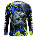 Striped bass fishing green blue camo Custom UV protection performance long sleeve fishing NQS7241