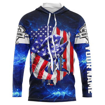 Mahi Mahi Fishing American Flag blue galaxy Custom UV protection long sleeve fishing NQS424