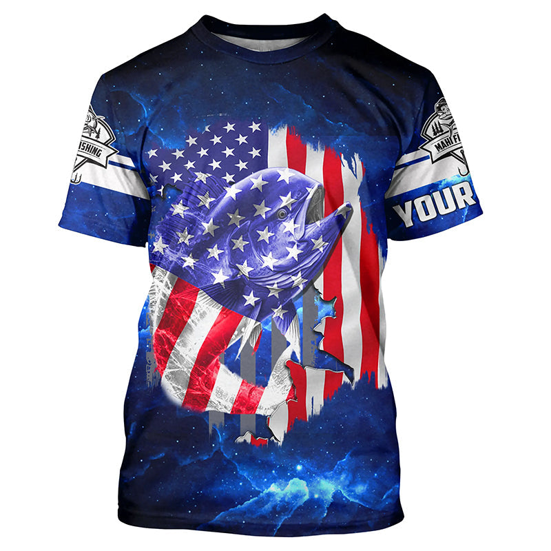 Mahi Mahi Fishing American Flag blue galaxy Custom UV protection long sleeve fishing NQS424