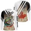 Northern Pike fishing Canadian flag patriotic Custom performance long sleeve fishing tournament NQS7765