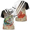 Northern Pike fishing Canadian flag patriotic Custom performance long sleeve fishing tournament NQS7765