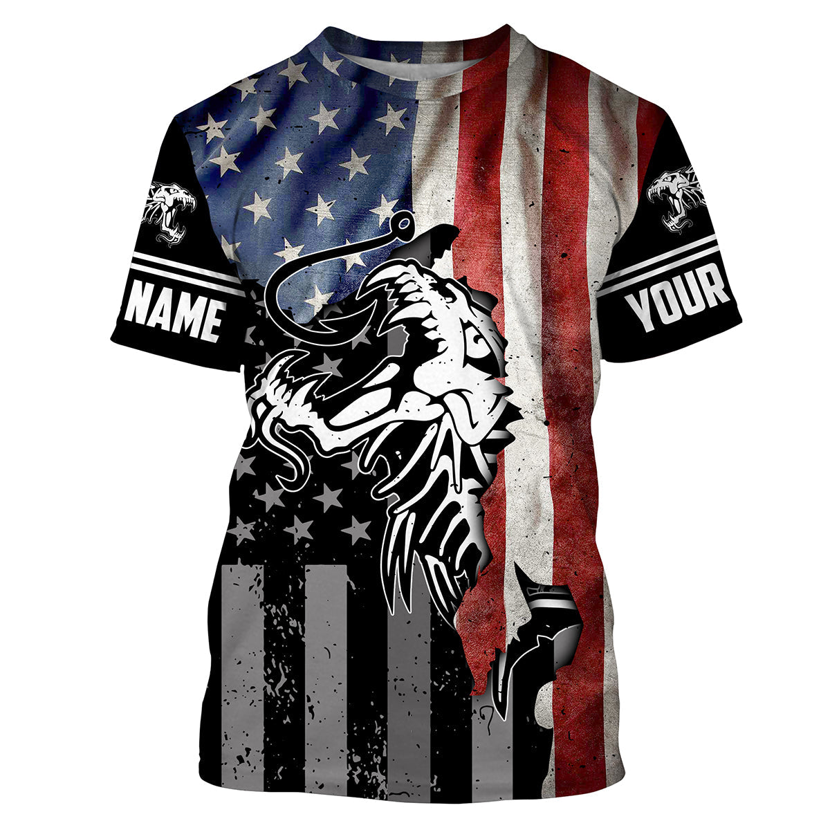 Fish reaper skull Fishing American Flag 4th July patriot Custom performance Patriotic Fishing NQS3565