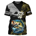 Largemouth Bass Fishing Camo UV protection custom long sleeve fishing apparel, Bass fishing NQS8198