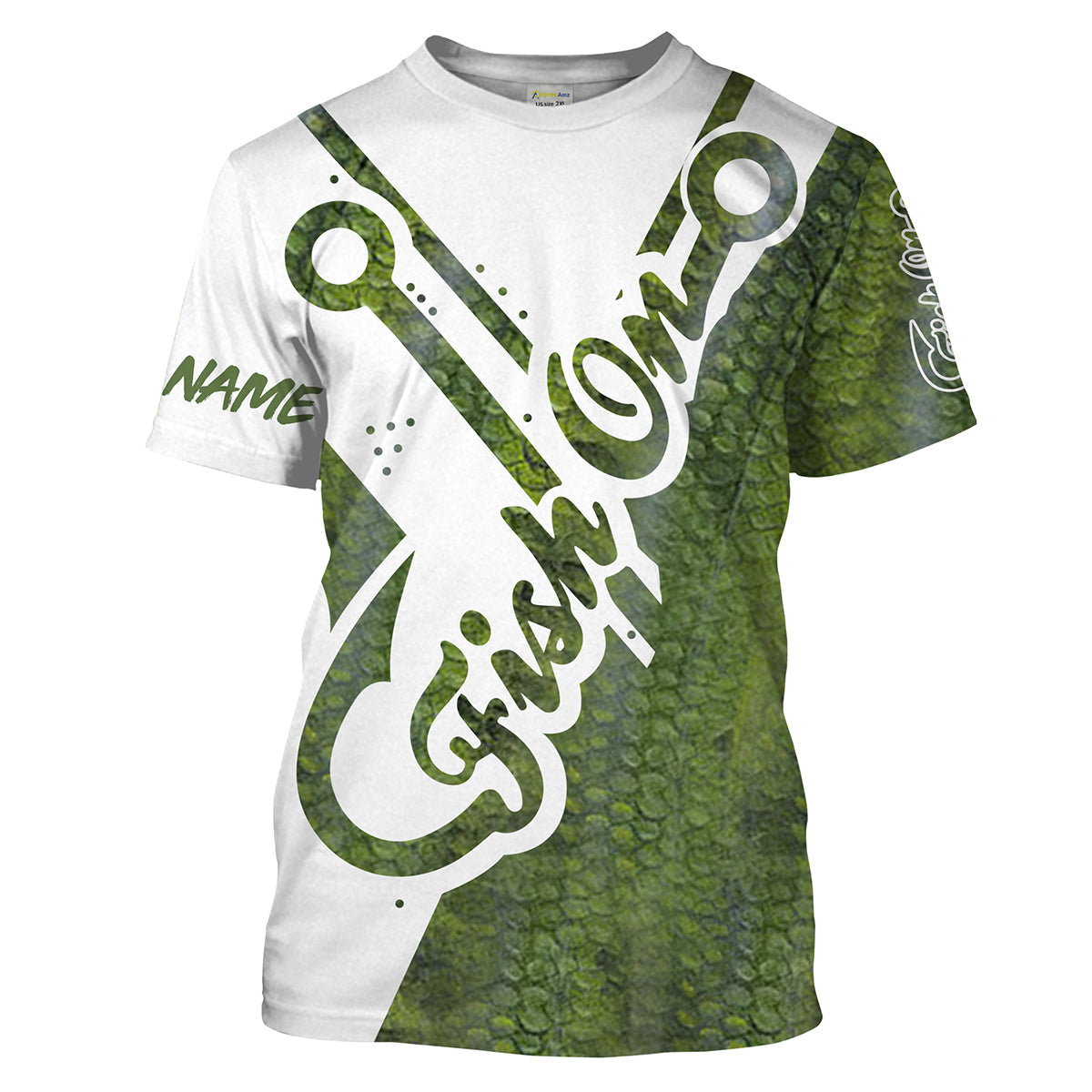 Fish on green fish hook Bass fishing Customize Name long sleeves fishing NQS1922