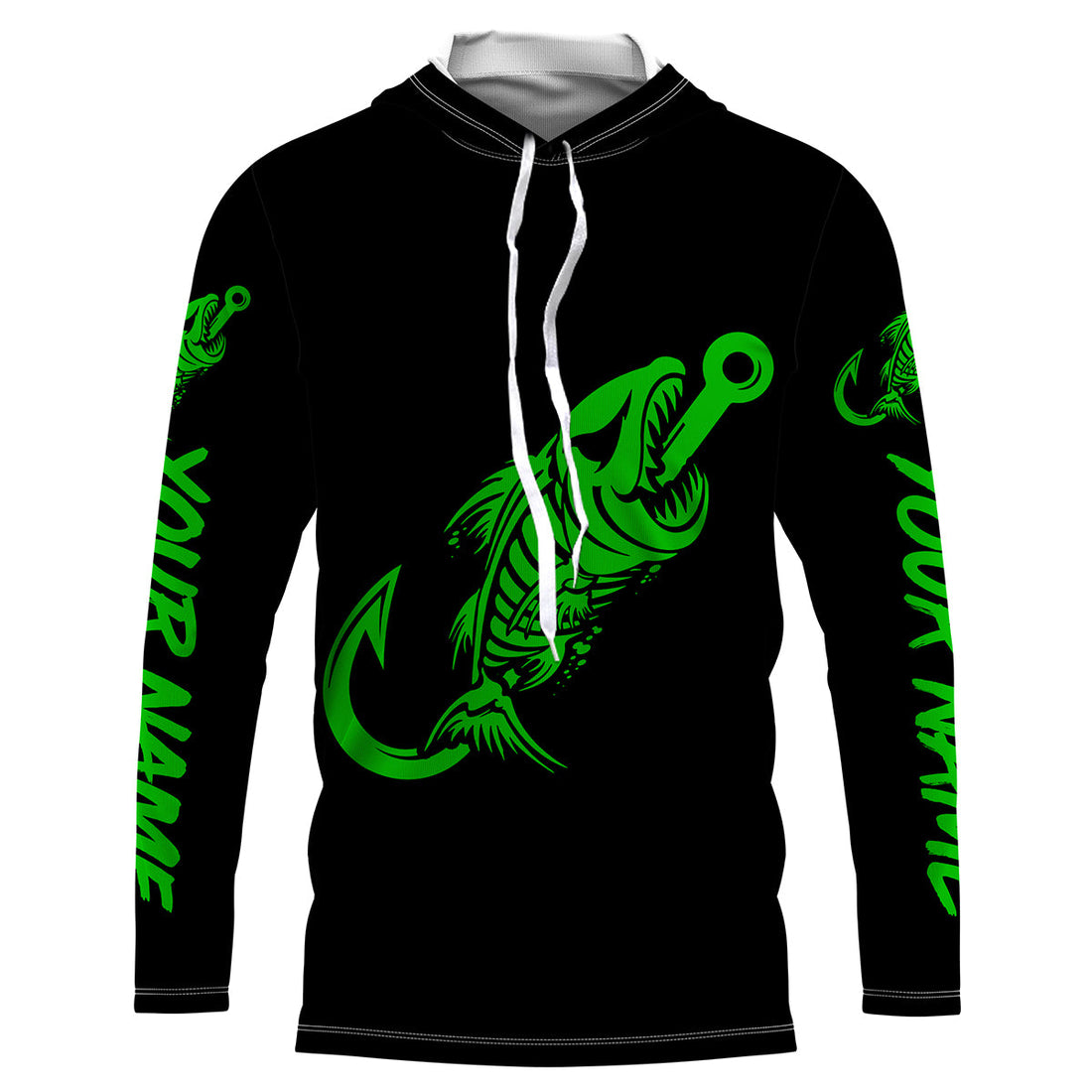 Customized green black Fish hook skull reaper sun protection performance long sleeve fishing NQS3566