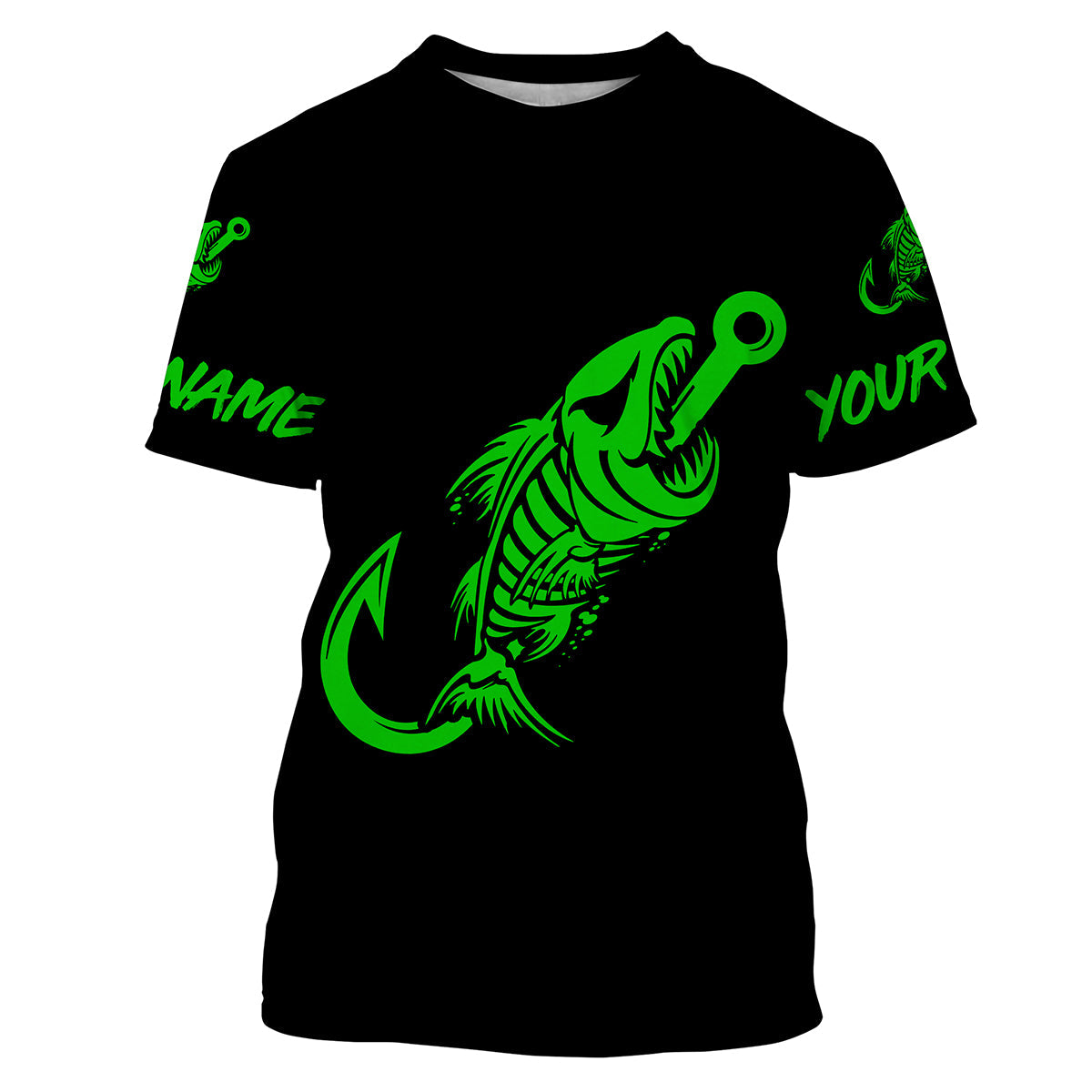 Customized green black Fish hook skull reaper sun protection performance long sleeve fishing NQS3566