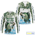 Crappie fishing green scales UV protection custom hooded sun, Crappie fishing