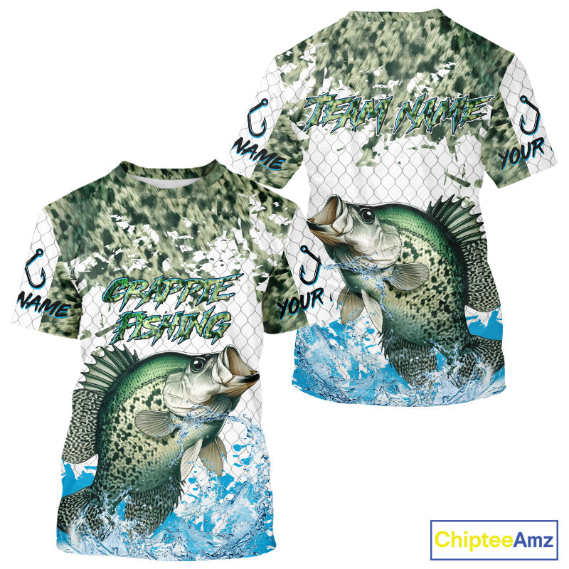 Crappie fishing green scales UV protection custom hooded sun, Crappie fishing