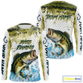 Largemouth bass fishing green scales UV protection custom hooded sun, Bass fishing