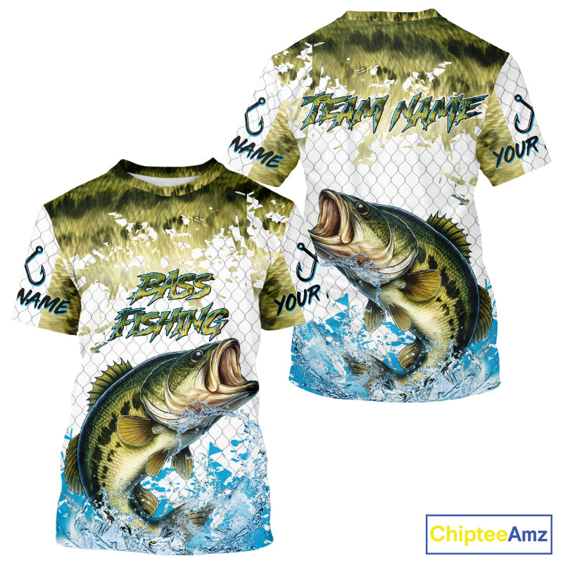 Largemouth bass fishing green scales UV protection custom hooded sun, Bass fishing