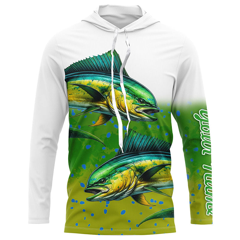 Mahi-mahi Fishing Customize Name Green Scales Long Sleeve Fishing, Personalized Fishing Gift NQS261