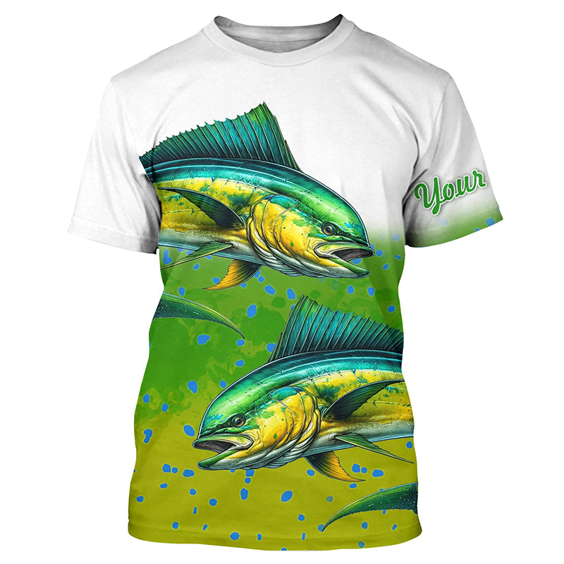 Mahi-mahi Fishing Customize Name Green Scales Long Sleeve Fishing, Personalized Fishing Gift NQS261
