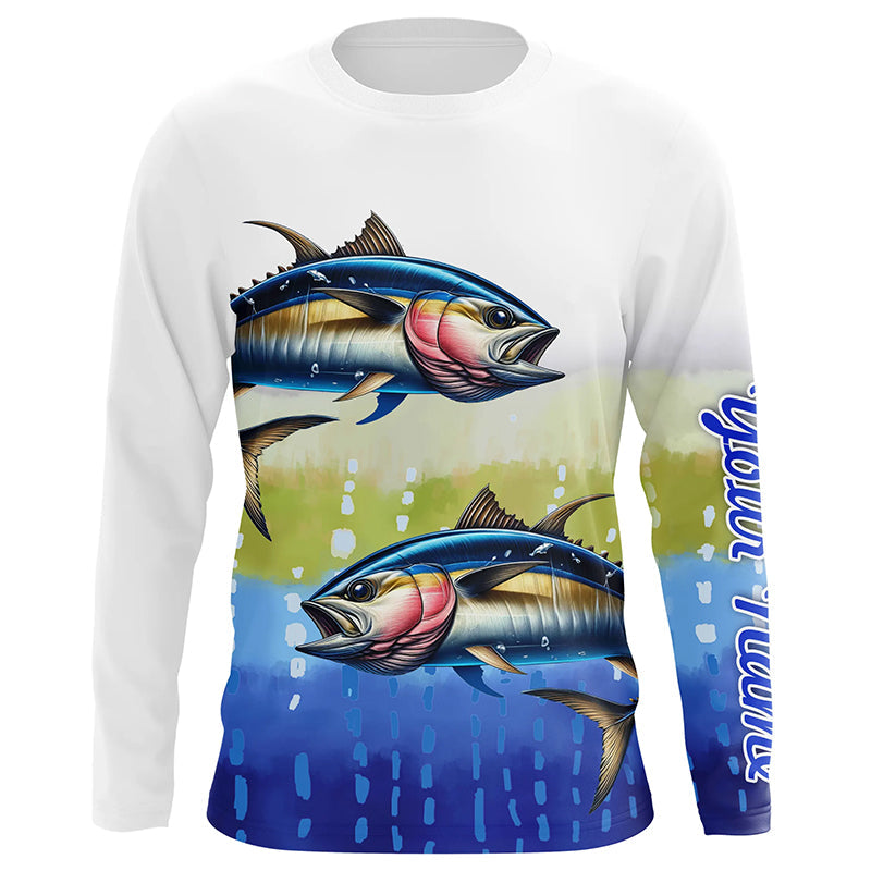 Tuna Fishing Customize Name Scales Long Sleeve Fishing, Personalized Tuna Fishing Gift NQS262