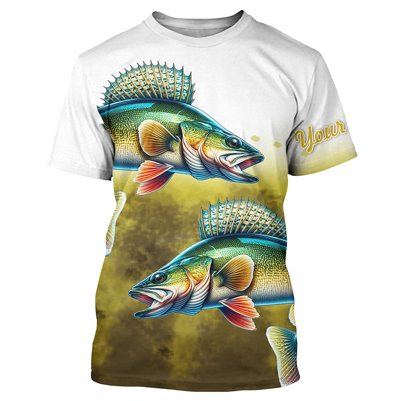 Walleye Fishing Yellow scales Customize Name 3D All Over Printed, Personalized Fishing Gifts NQS264