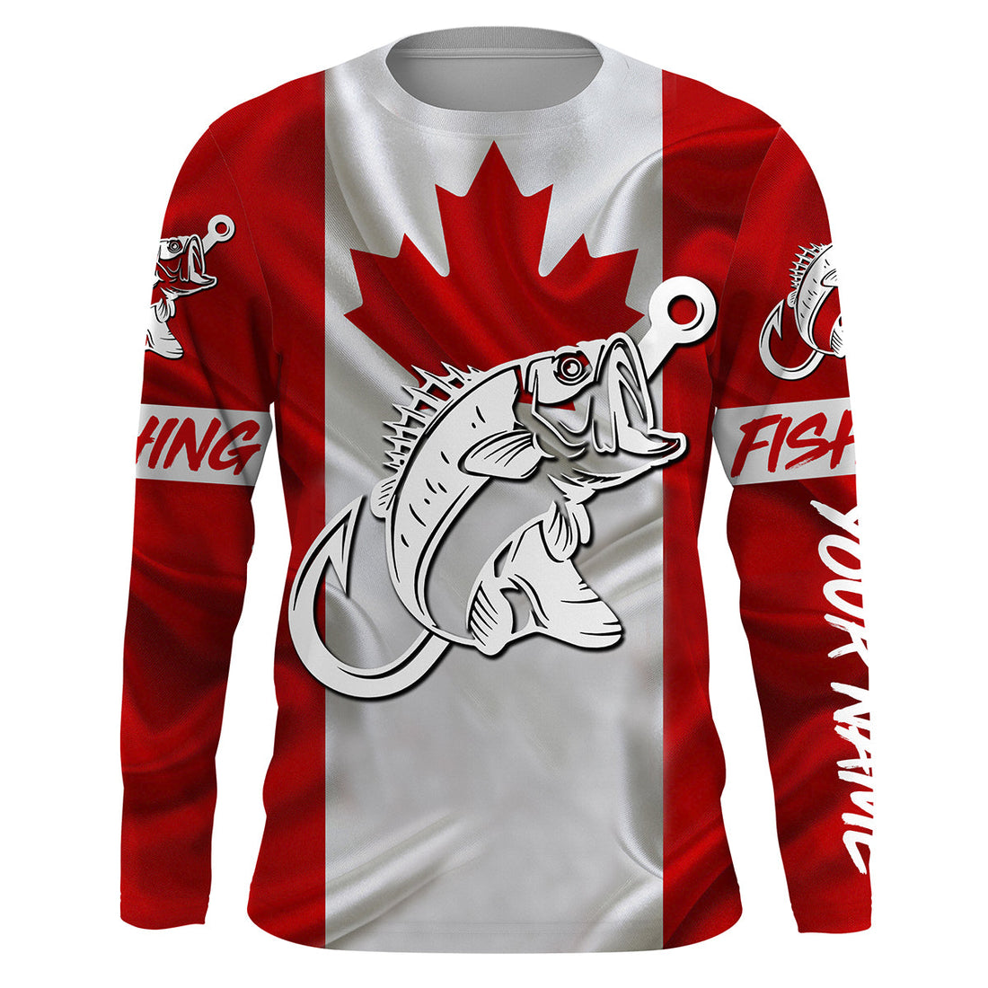 Canada Bass Fishing tattoo Custom long sleeve performance, Largemouth bass fishing NQS3433
