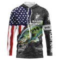Largemouth Bass fishing American flag custom fishing Performance Long Sleeve NQS3708