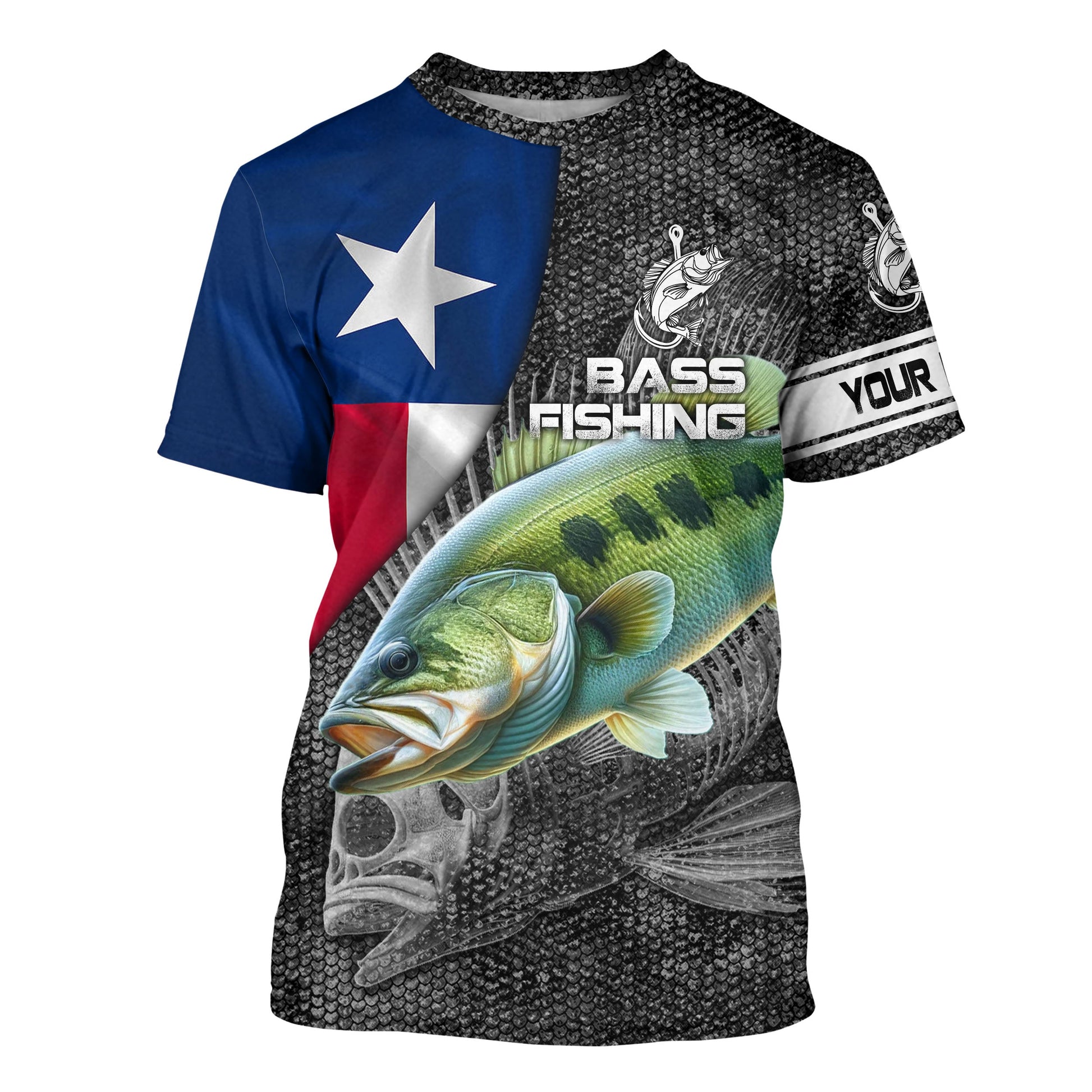 Largemouth Bass fishing Texas flag custom fishing Performance Long Sleeve NQS3709