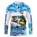 Bass fishing Blue ocean camo Custom UV protection fishing long sleeve, Bass Fishing NQS9341