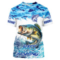 Bass fishing Blue ocean camo Custom UV protection fishing long sleeve, Bass Fishing NQS9341