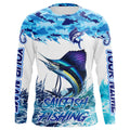 Sailfish fishing Blue sea camo Custom UV protection fishing long sleeve, Sailfish Fishing NQS9342
