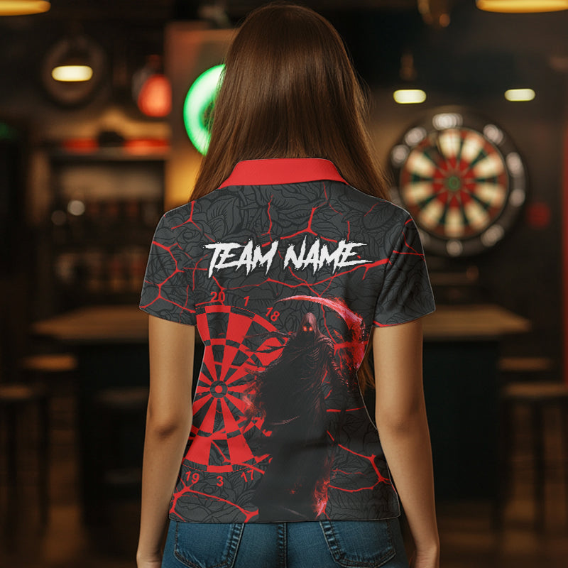 Women Darts Custom black and red reaper skull Darts Team, Darts gifts NQS9481