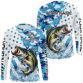Blue Camo American Flag Bass Fishing Custom Long Sleeve Fishing Personalized Bass Fishing Gifts NQS9647