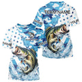 Blue Camo American Flag Bass Fishing Custom Long Sleeve Fishing Personalized Bass Fishing Gifts NQS9647