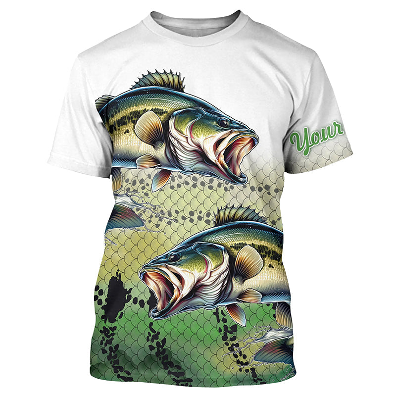 Largemouth Bass Fishing Customize Green scales UV Protection Long sleeve Fishing, bass NQS266