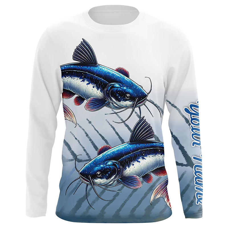 Blue Catfish Fishing Customize UV Protection Long Sleeve Fishing, Personalized Fishing Gift NQS270