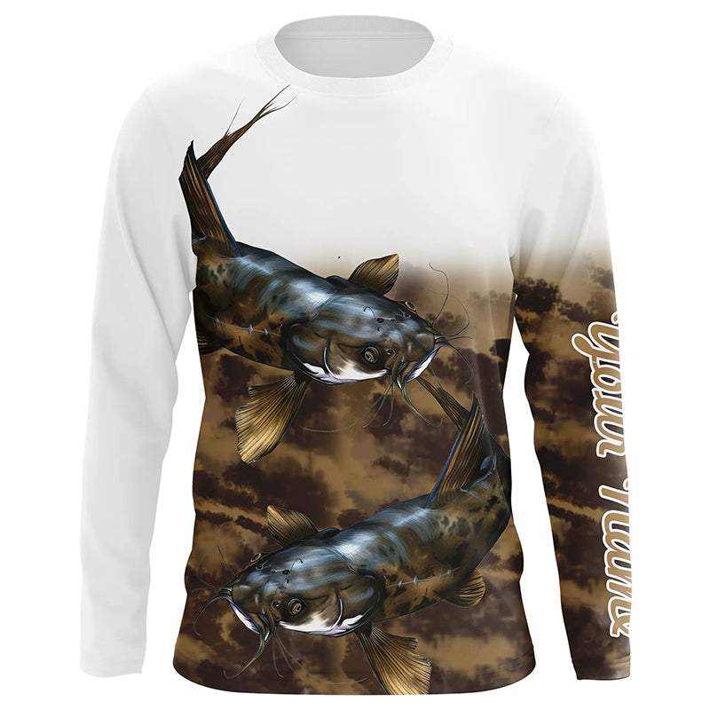 Flathead Catfish Fishing Customize UV Protection Long Sleeve Fishing, Personalized Fishing Gift NQS271