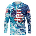Blue sea wave ocean camo American flag patriot Custom sun protection fishing long sleeve NQS5429