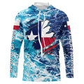 Blue sea wave ocean camo Texas flag patriot Custom sun protection fishing long sleeve NQS5430