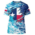 Blue sea wave ocean camo Texas flag patriot Custom sun protection fishing long sleeve NQS5430