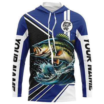 Personalized Largemouth Bass fishing Long Sleeve Performance Fishing, Bass fishing | Blue NQS7598