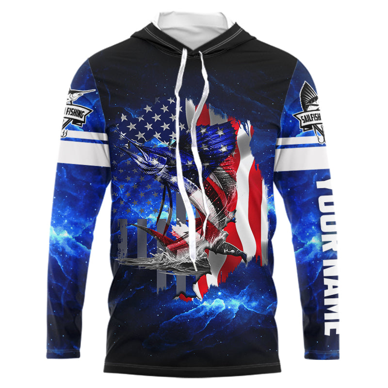 Sailfish Fishing American Flag Patriot blue galaxy Custom Sailfish fishing personalized gift NQS431