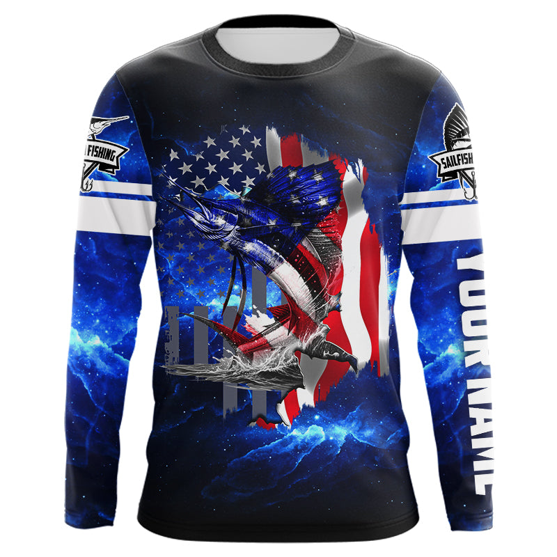 Sailfish Fishing American Flag Patriot blue galaxy Custom Sailfish fishing personalized gift NQS431