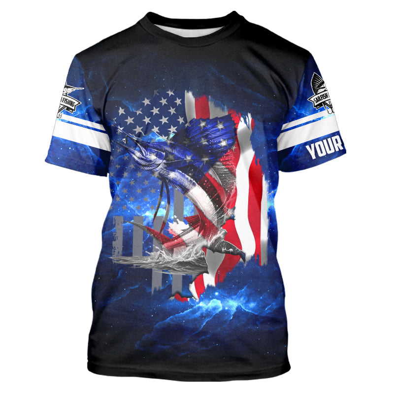 Sailfish Fishing American Flag Patriot blue galaxy Custom Sailfish fishing personalized gift NQS431
