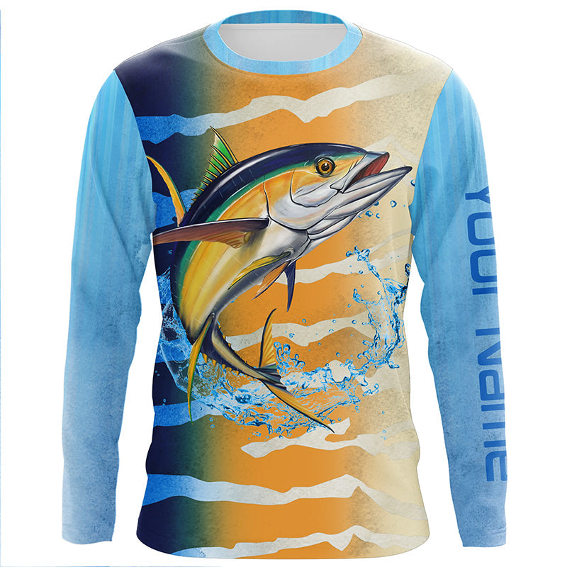 Tuna fishing blue yellow scales Custom long sleeve performance Fishing, Tuna fishing NQS6111