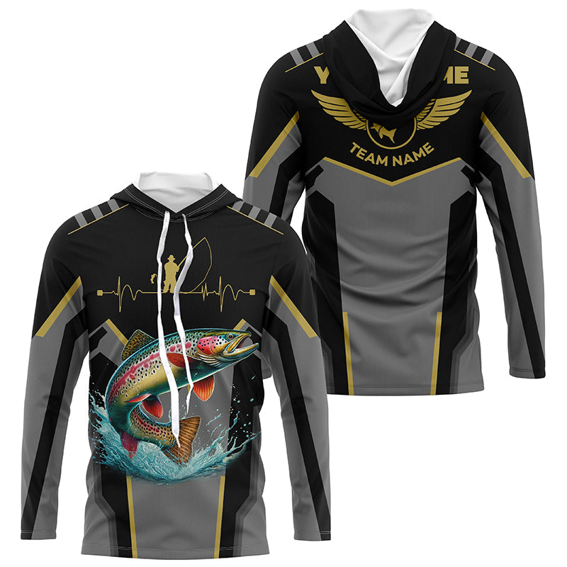 Personalized Black Rainbow trout Fishing, Team trout Fishing Long Sleeve tournament NQS6319