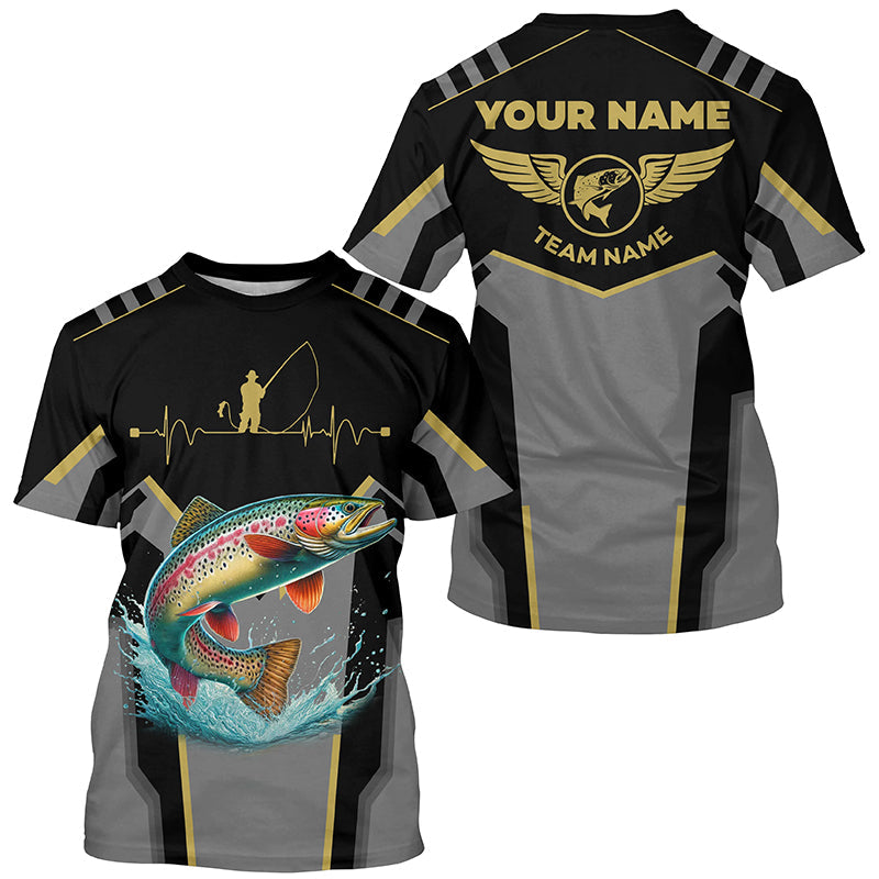 Personalized Black Rainbow trout Fishing, Team trout Fishing Long Sleeve tournament NQS6319