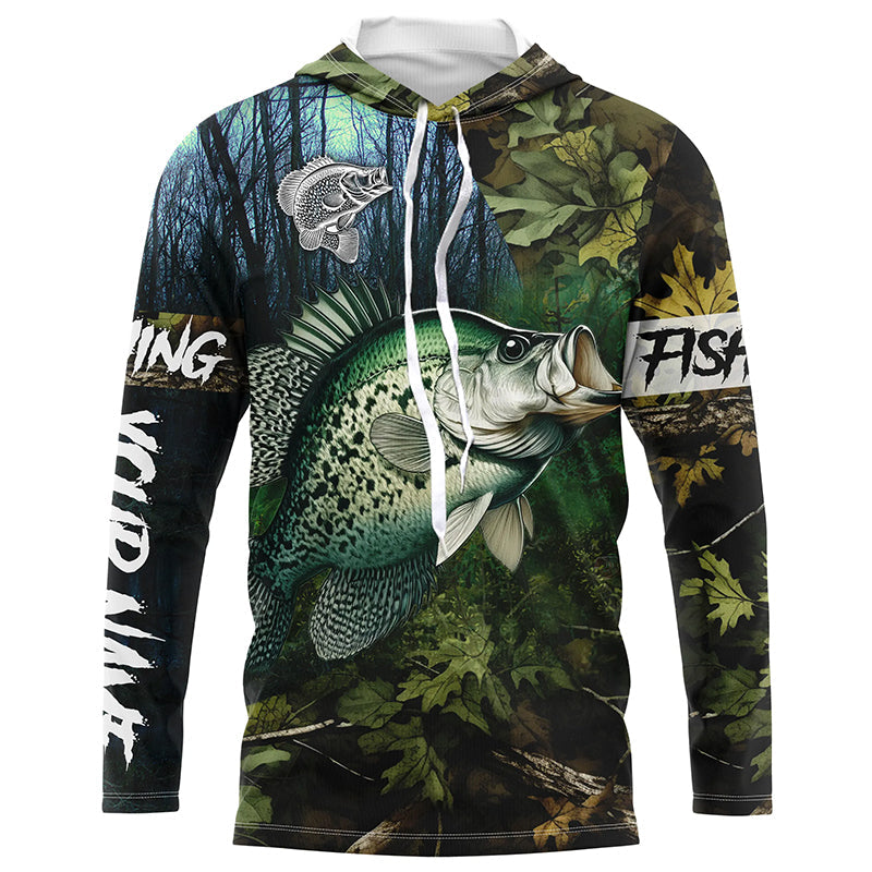 Crappie Fishing green camo Custom name Performance Long Sleeve UV protection fishing NQSD92