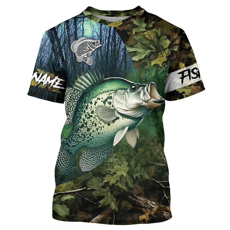 Crappie Fishing green camo Custom name Performance Long Sleeve UV protection fishing NQSD92