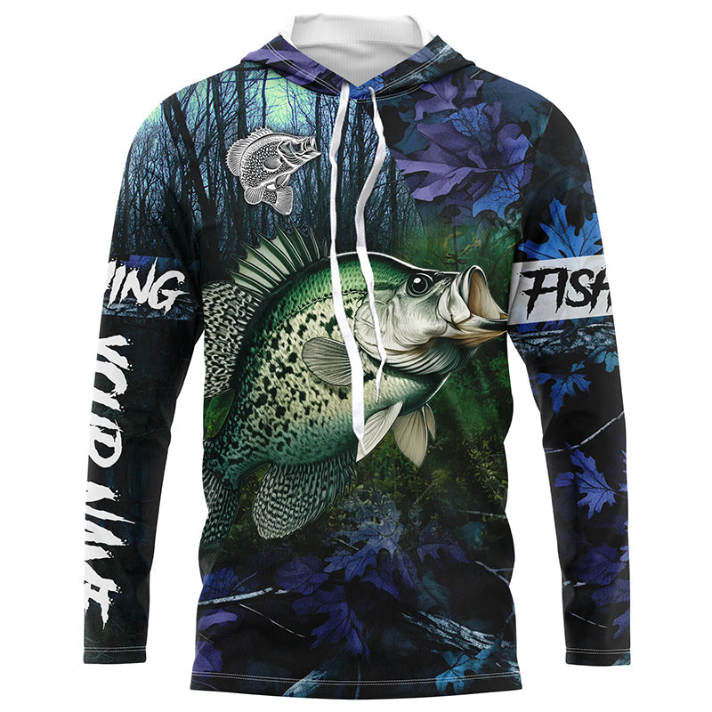 Crappie Fishing blue camo fishing team crappie Custom name Long Sleeve UV protection fishing NQSD93