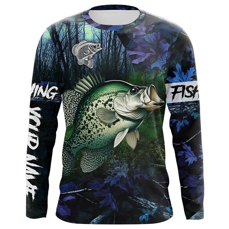 Crappie Fishing blue camo fishing team crappie Custom name Long Sleeve UV protection fishing NQSD93