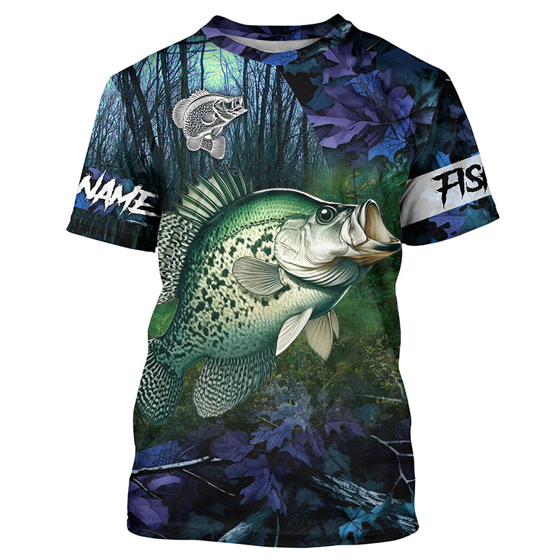 Crappie Fishing blue camo fishing team crappie Custom name Long Sleeve UV protection fishing NQSD93