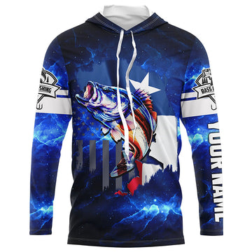 Texas Flag TX Bass Fishing US blue galaxy custom Performance Long Sleeve UV protection NQSD100
