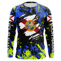 Blue green camo Florida flag patriot Custom sun protection fishing long sleeve NQS7263
