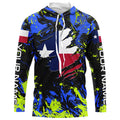 Blue green camo Texas flag patriot Custom sun protection fishing long sleeve NQS7264